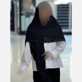 روسری نخی زنانه طرح ستاره مروارید دوزی سایز 125 در 125 سانتیمتر