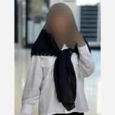 روسری نخی زنانه طرح ستاره مروارید دوزی سایز 125 در 125 سانتیمتر