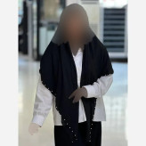 روسری نخی زنانه طرح ستاره مروارید دوزی سایز 125 در 125 سانتیمتر