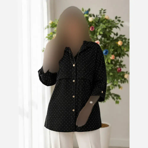 مانتو باکسی ینزی فول نگین خنک تابستانی فری سایز تا 48