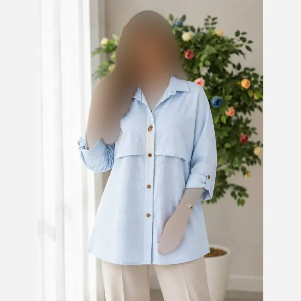 مانتو باکسی ینزی فول نگین خنک تابستانی فری سایز تا 48