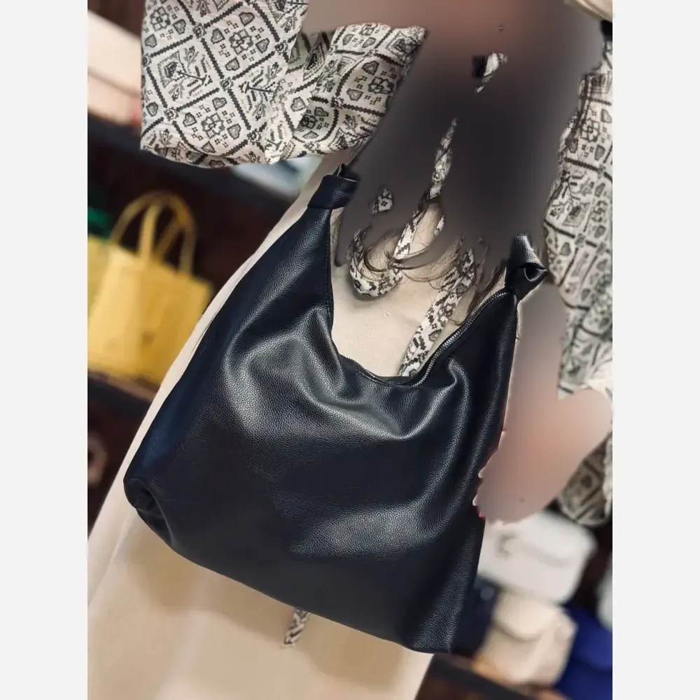 کیف چرم بند گره ای مشکی موکا بزرگ سبک جادار با کیفیت عالی