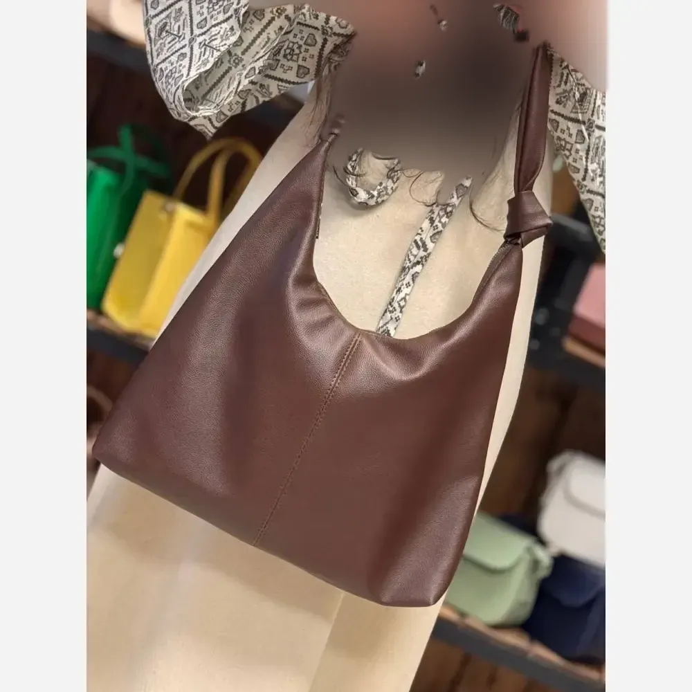 کیف چرم بند گره ای مشکی موکا بزرگ سبک جادار با کیفیت عالی