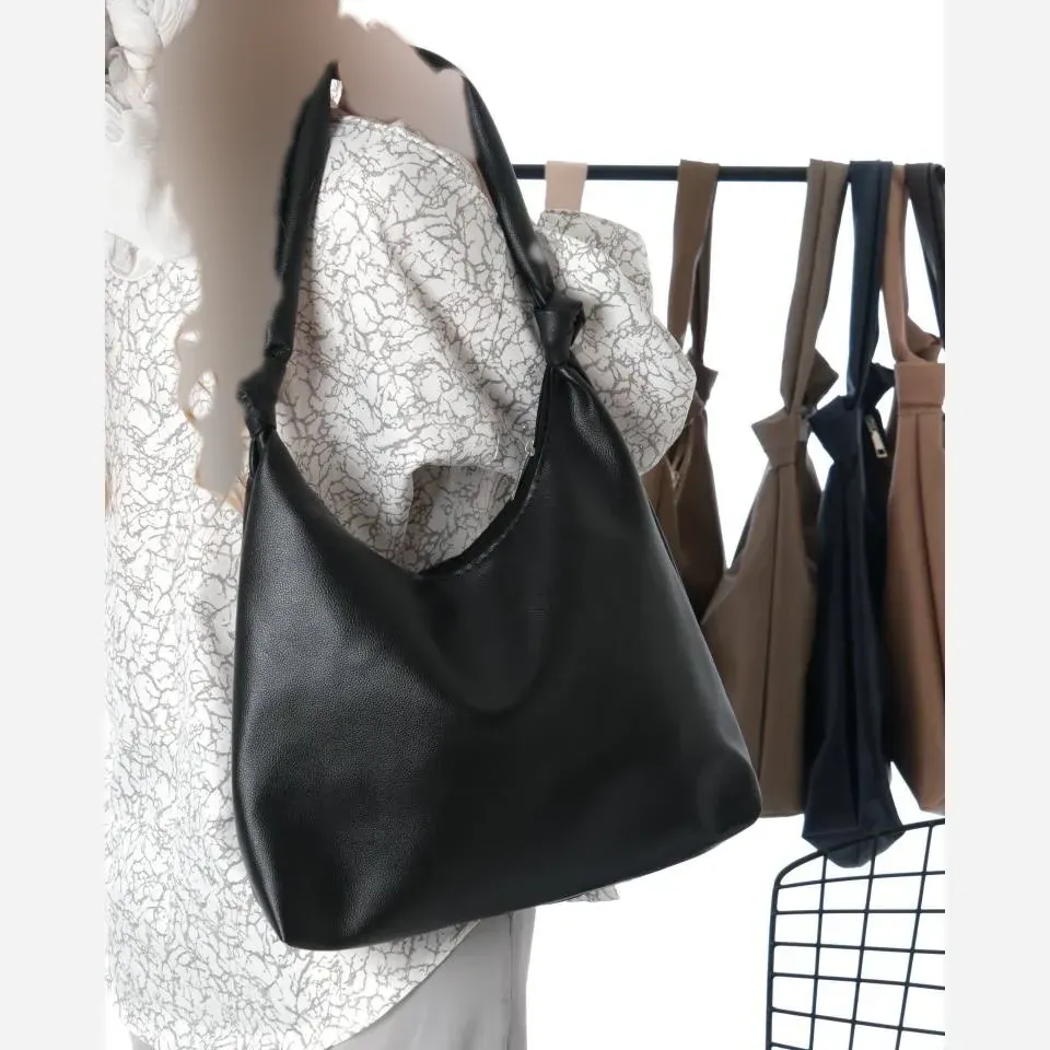 کیف چرم بند گره ای مشکی موکا بزرگ سبک جادار با کیفیت عالی