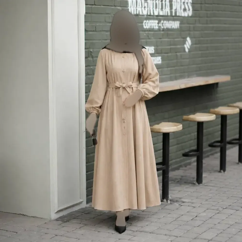 مانتو بلند زنانه شانتون فری سایز مدل دنیا کمر چین دار کمربنددار