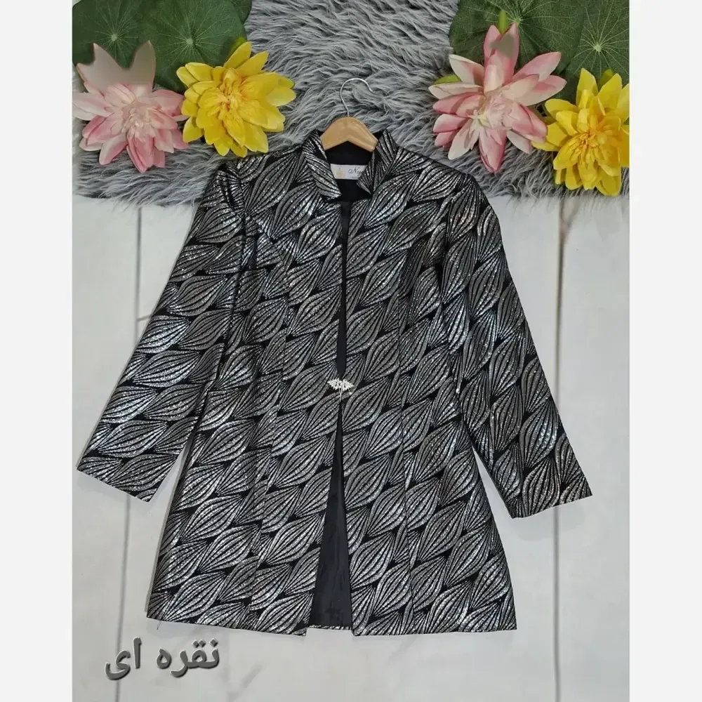 مانتو مجلسی ژاکارد زنانه مدل مزونی قزن نگین دار قد 78 رنگ بندی متنوع سایز 40 تا 44