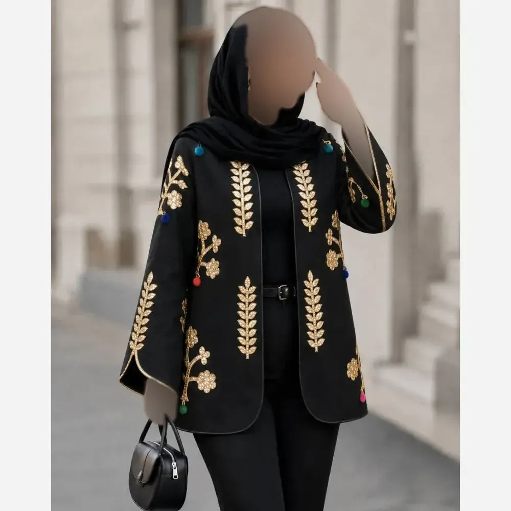 کت طرح دار زنانه جنس تافته درجه یک فری سایز