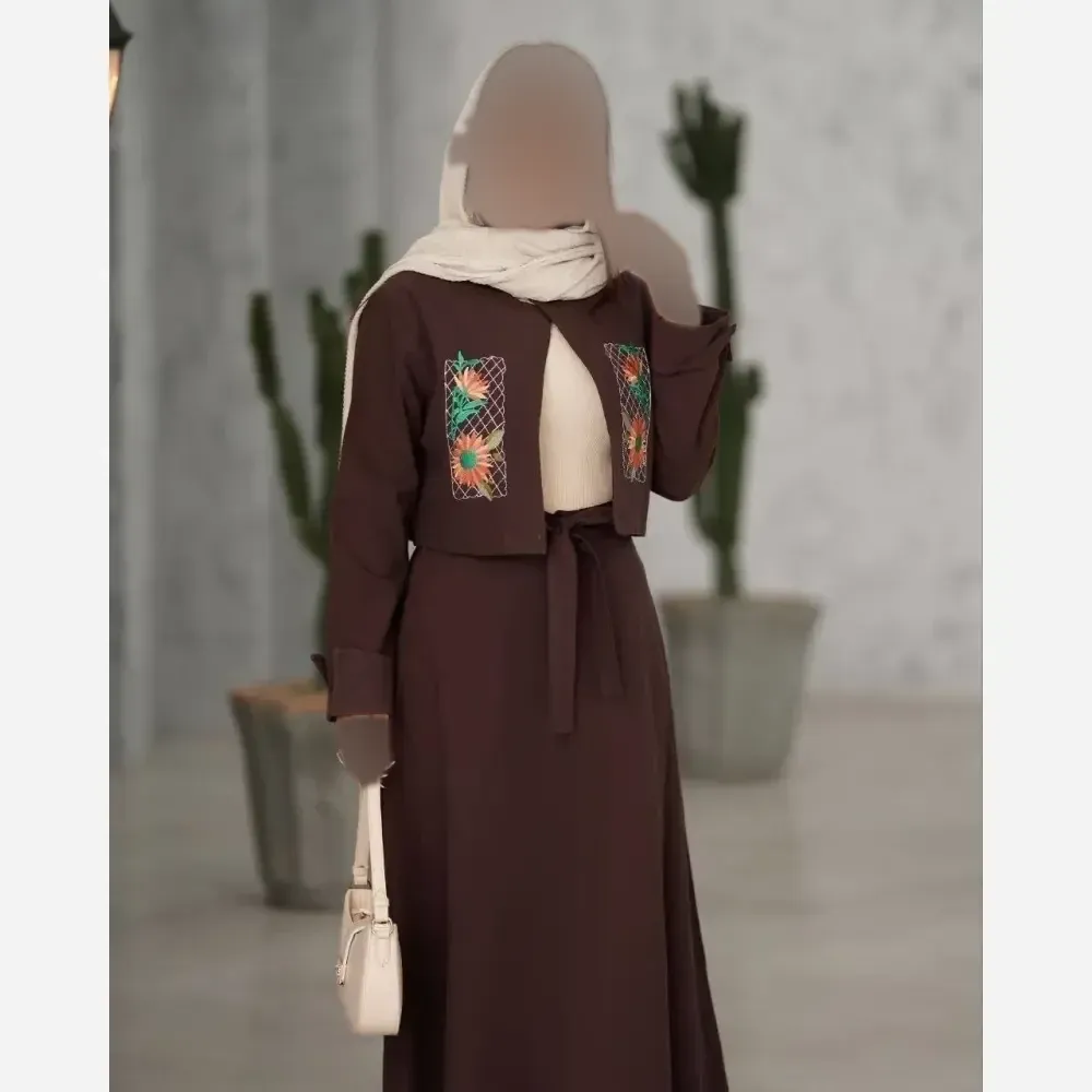 ست کت و دامن گلدوزی آنیل جنس لنین فری سایز