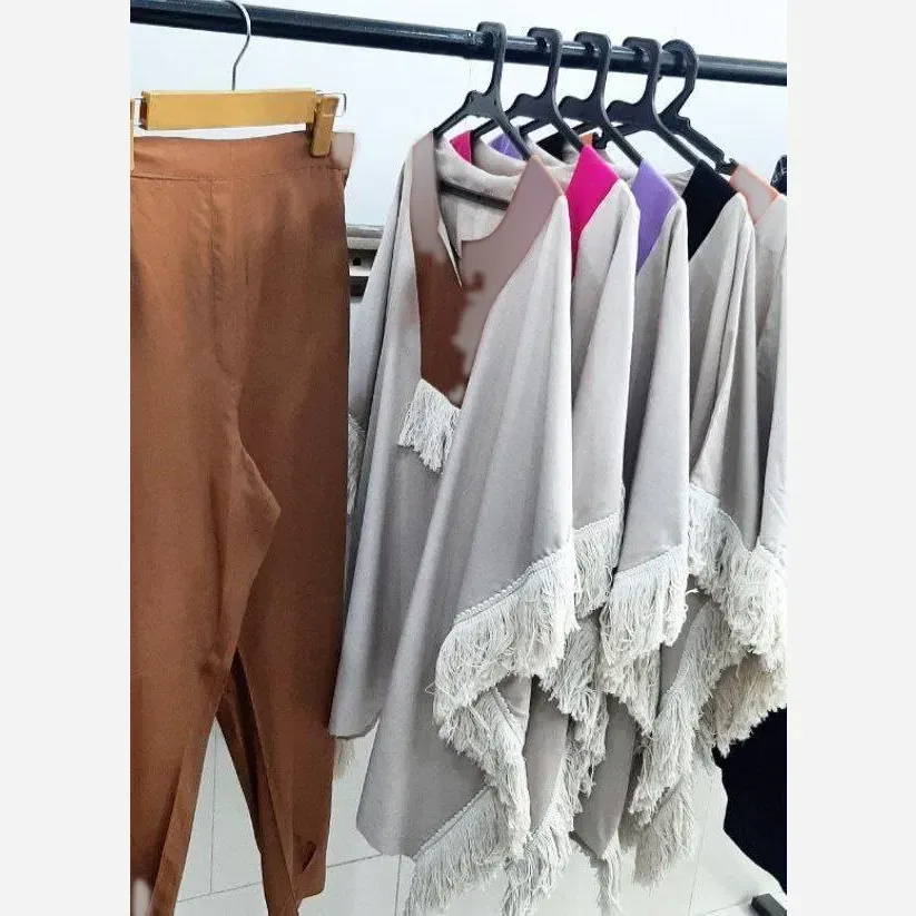 ست لنین ریش ریش زنانه رنگ یاسی فری سایز