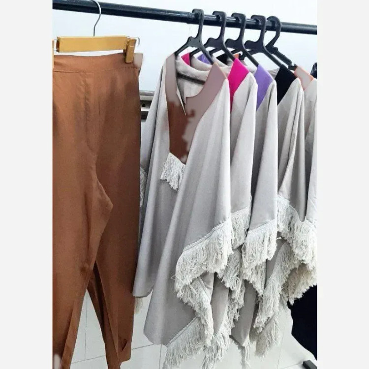 ست لنین ریش ریش زنانه رنگ یاسی فری سایز