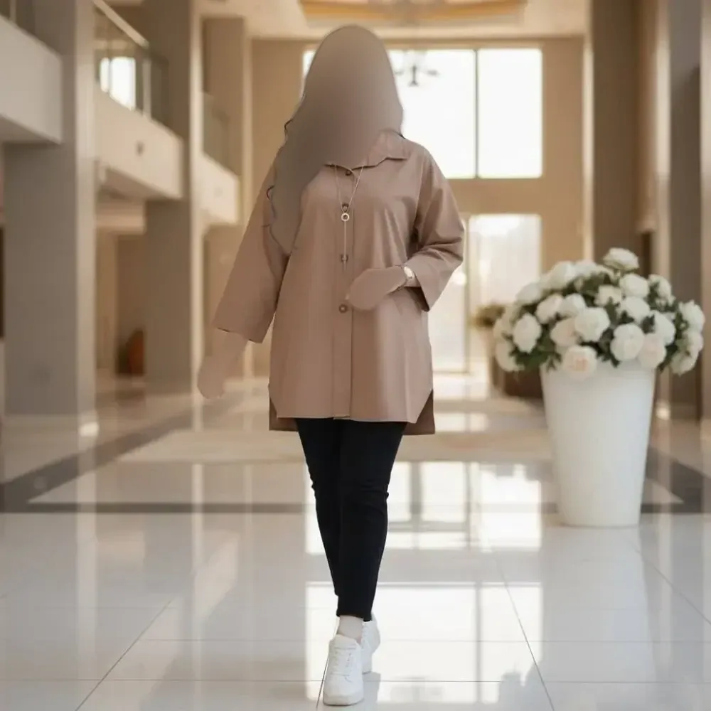 مانتو باکسی ستایش جنس لنین پنبه فری سایز