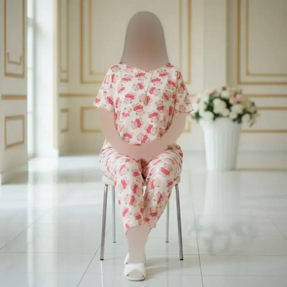 ست نخی زنانه وارداتی خنکی و راحتی خانگی فری سایز