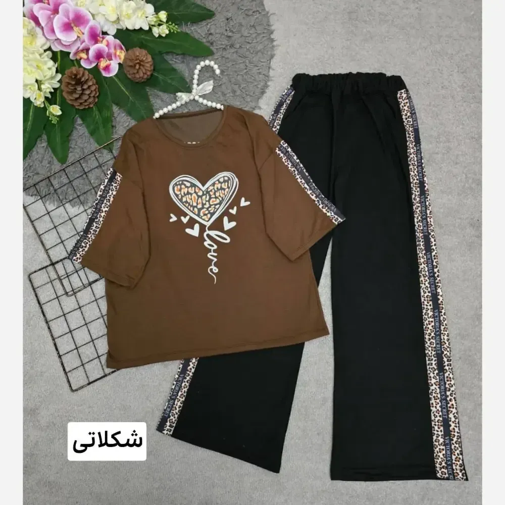 ست تیشرت و شلوار پنبه با کیفیت طرح بلوبری فری سایز