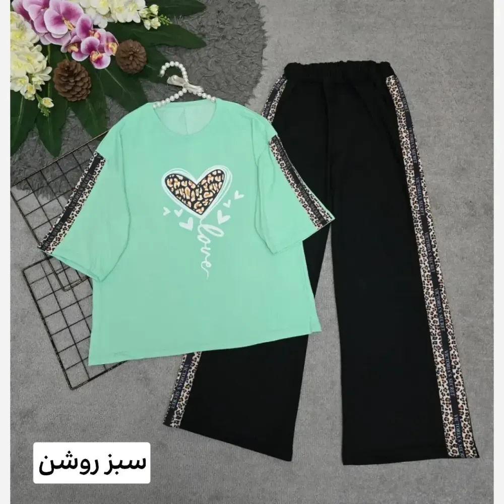 ست تیشرت و شلوار پنبه با کیفیت طرح بلوبری فری سایز