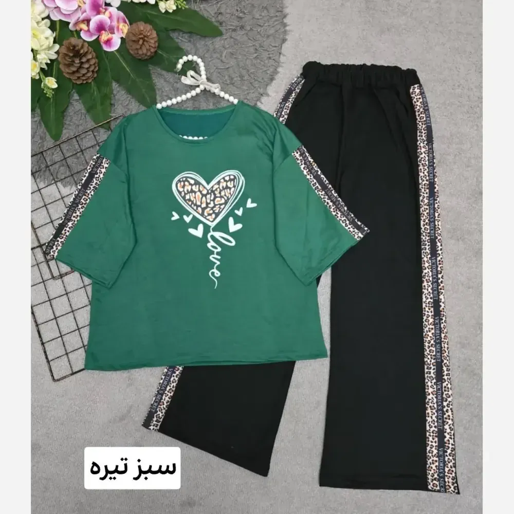 ست تیشرت و شلوار پنبه با کیفیت طرح بلوبری فری سایز