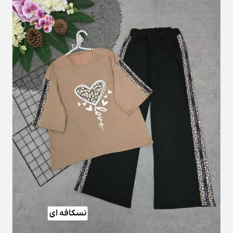 ست تیشرت و شلوار پنبه با کیفیت طرح بلوبری فری سایز