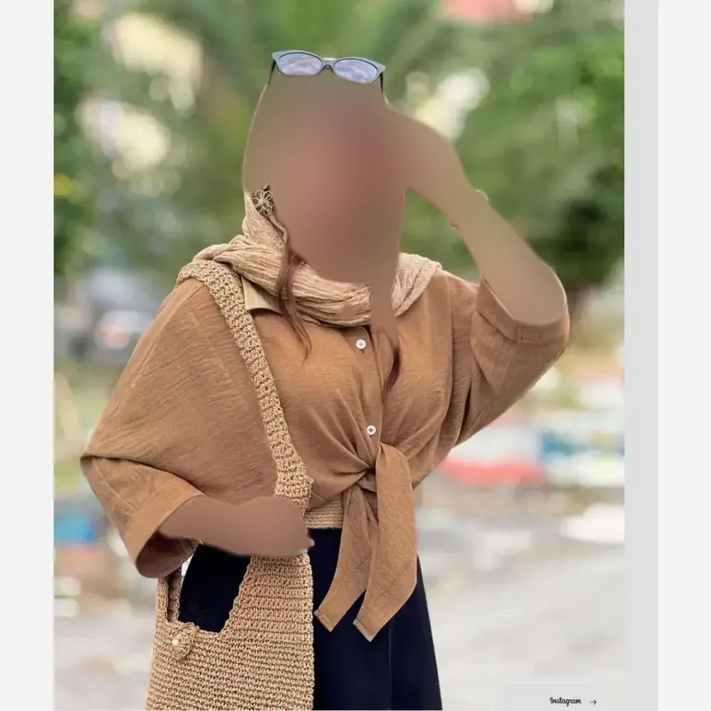شومیز گره ای تک جنس شانتون فری سایز