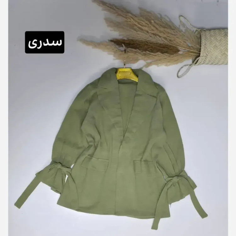 مانتو هانده موسلین دبل فیس زیتونی فری سایز تا 48