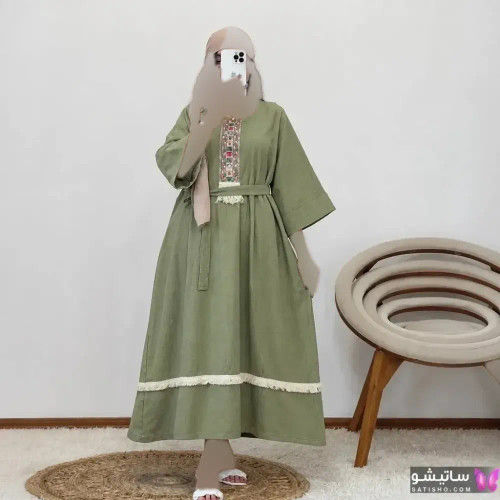 کفتان نوار کنفی موسلین دبل فیس درجه یک فری سایز