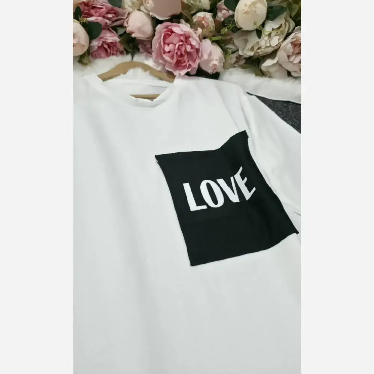 ست تیشرت شلوار Love جنس گلکسی نخ پنبه سایز فری 38 تا 48