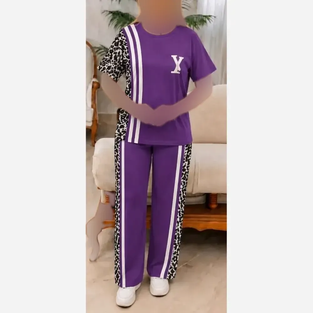 ست تیشرت و شلوار پنبه باکیفیت فری سایز ترانه