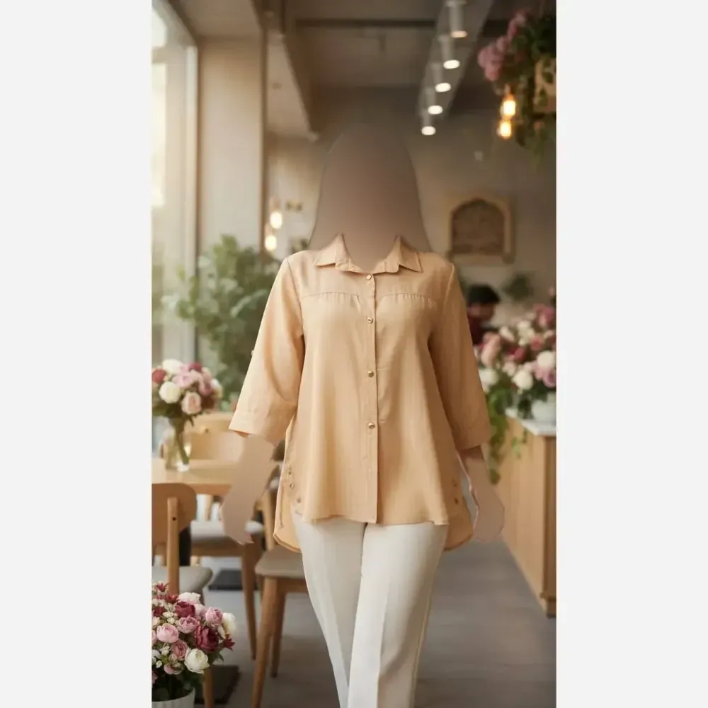 شومیز بغل دکمه لیندا جنس شیشه ای درجه یک فری سایز