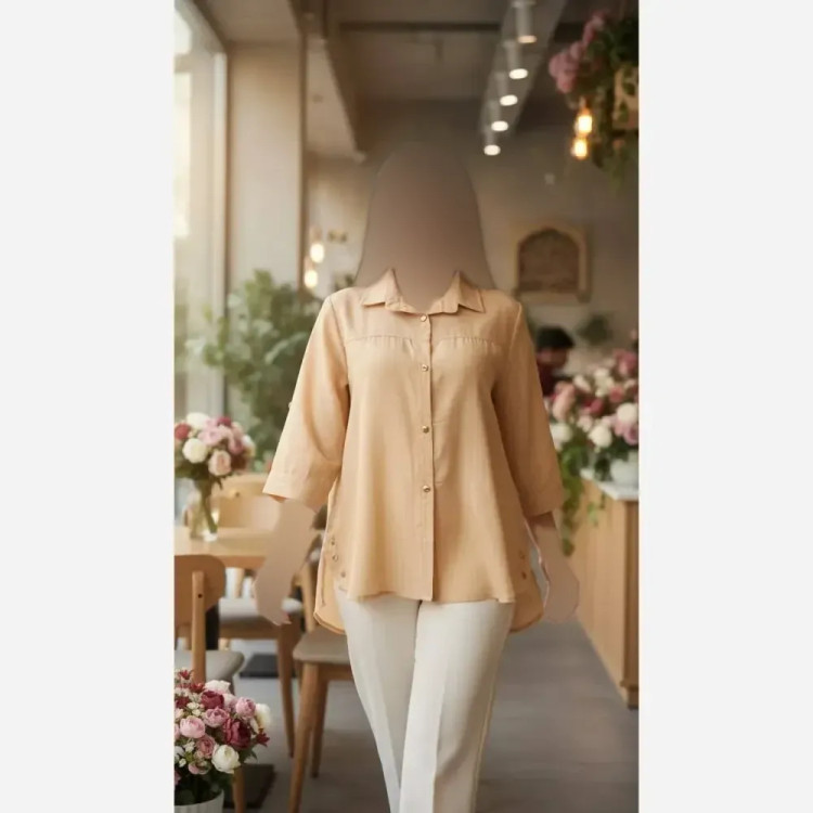 شومیز بغل دکمه لیندا جنس شیشه ای درجه یک فری سایز
