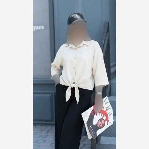 شومیز گره ای سوپر شانتون درجه یک فری سایز