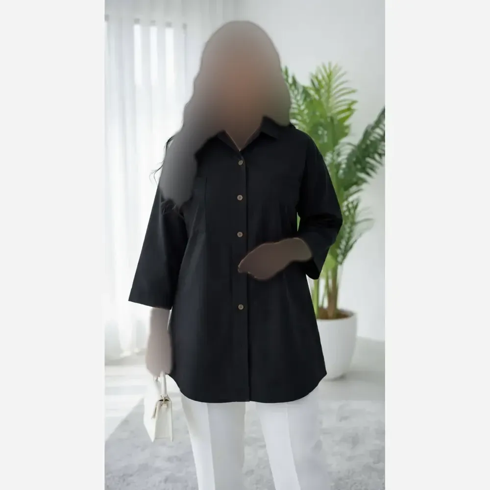 شومیز داکرون باکسی جیب دوبل زنانه