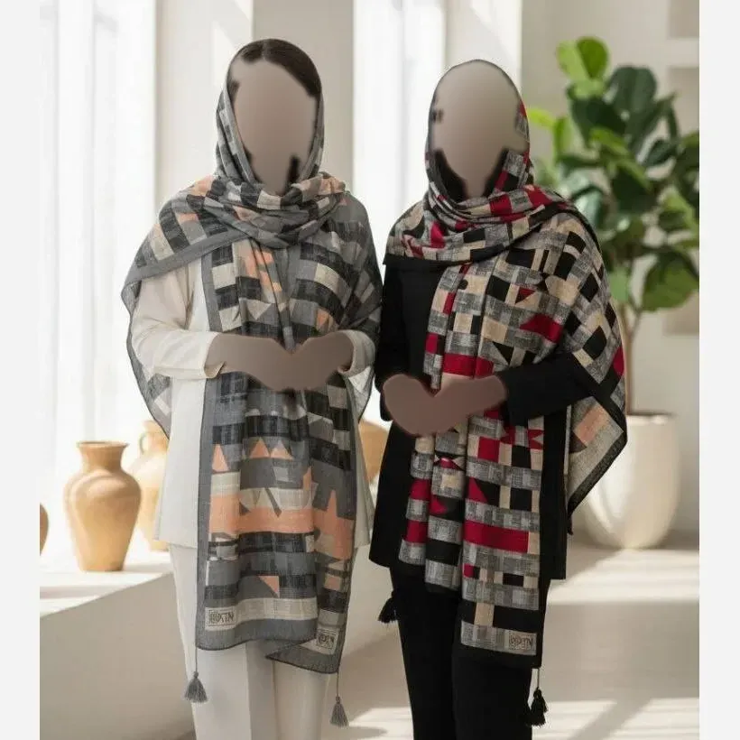 شال کیانا نخ ژاکارد ابعاد 190*70 ایستایی عالی بدون سر خوردن مناسب بهار