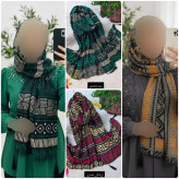 شال مصری نخ سانسفور ابعاد 182*70 رنگ بندی سرمه زرشکی کرم نارنجی طوسی نارنجی فری