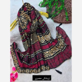 شال مصری نخ سانسفور ابعاد 182*70 رنگ بندی سرمه زرشکی کرم نارنجی طوسی نارنجی فری