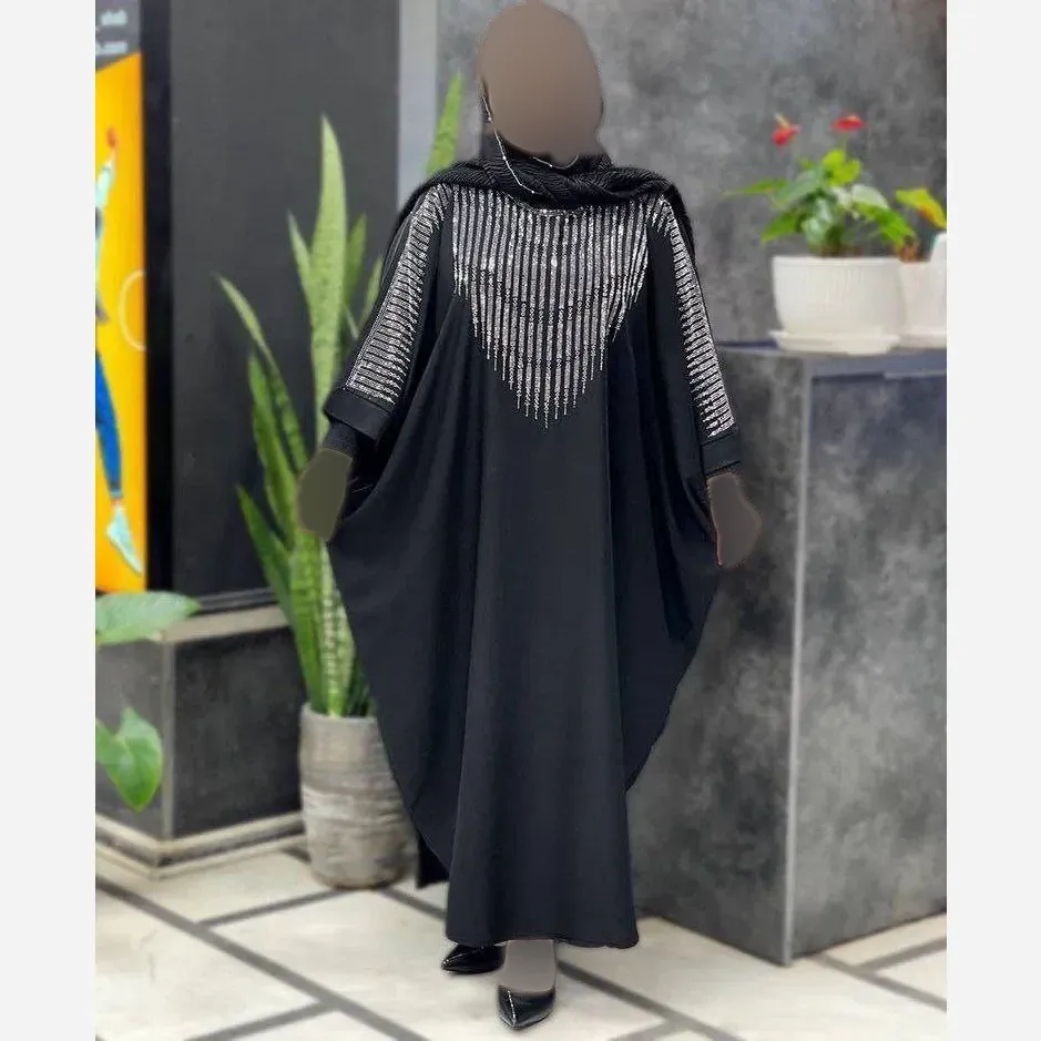 عبا افروز الیزه مشکی سایز 38 تا 50 قد 125 بند تنظیم داخل