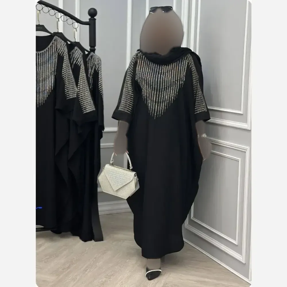 عبا افروز الیزه مشکی سایز 38 تا 50 قد 125 بند تنظیم داخل