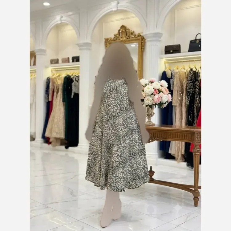 پیراهن پلنگی الیزه گرم بالا فری سایز شیک و جذاب