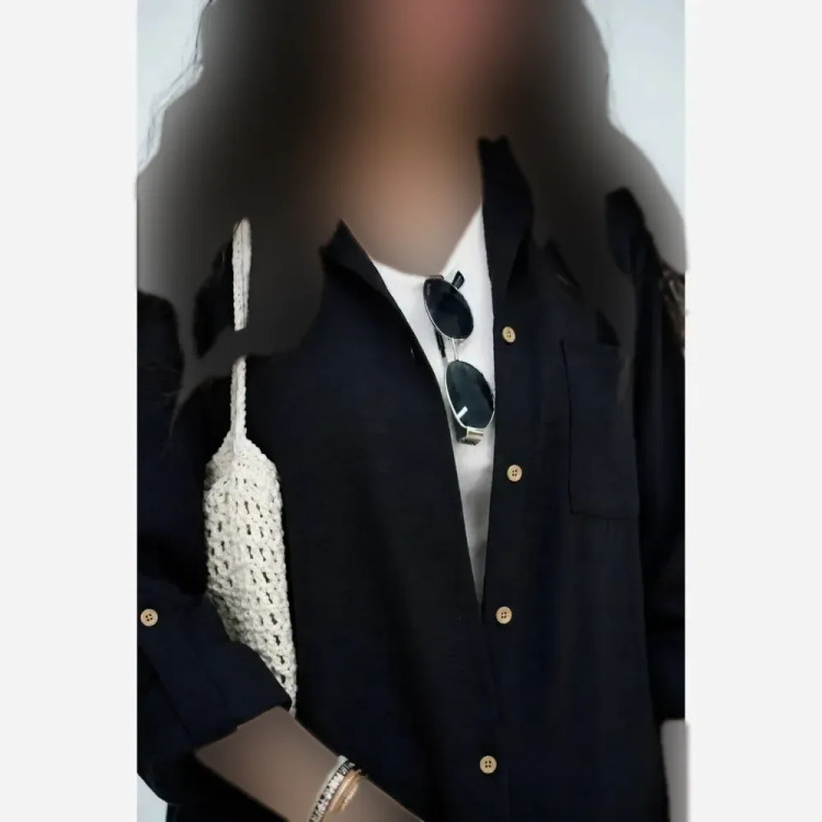 شومیز تک جیب بارانا جنس صوفیا رنگ مشکی فری سایز