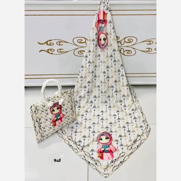ست کیف و روسری بچگانه نخی و مخمل قابل شستشو