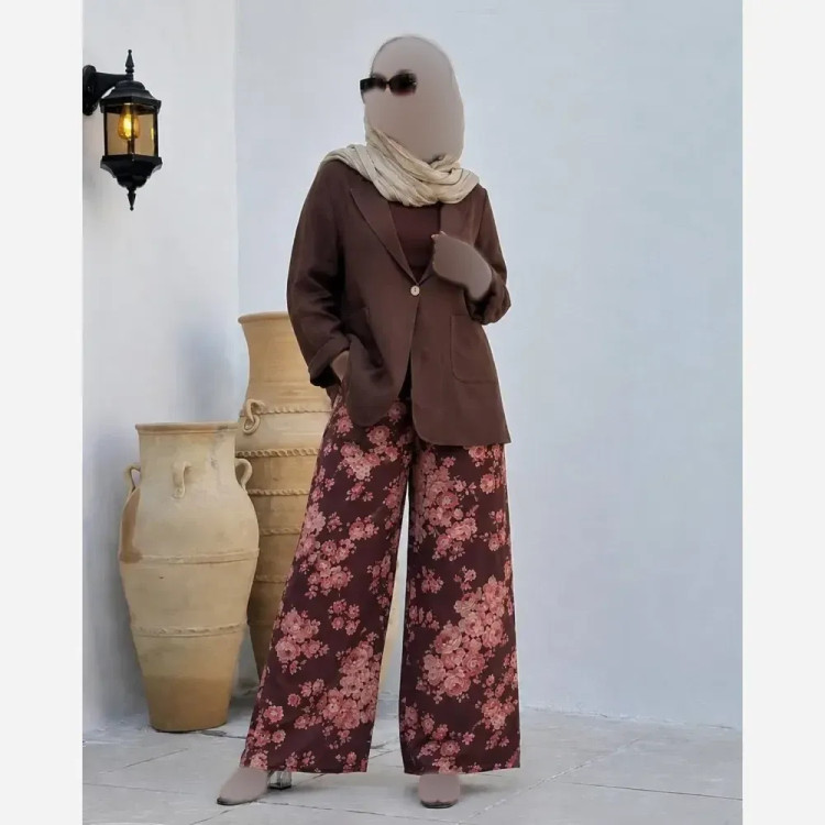 ست کت شلوار بگ گلدار زنانه لینن بوگاتی فری سایز
