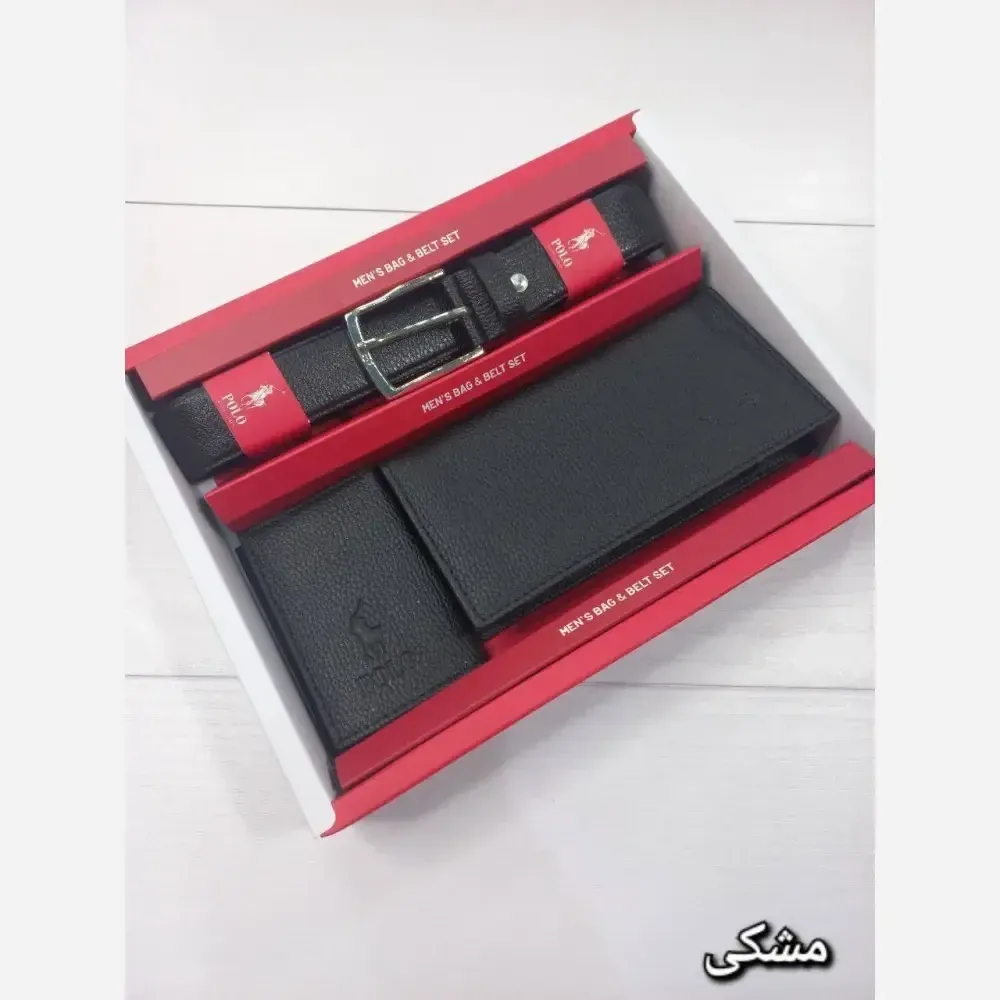 پک مردانه چرم کمربند جاکارتی کیف پول مشکی عسلی مناسب هدیه