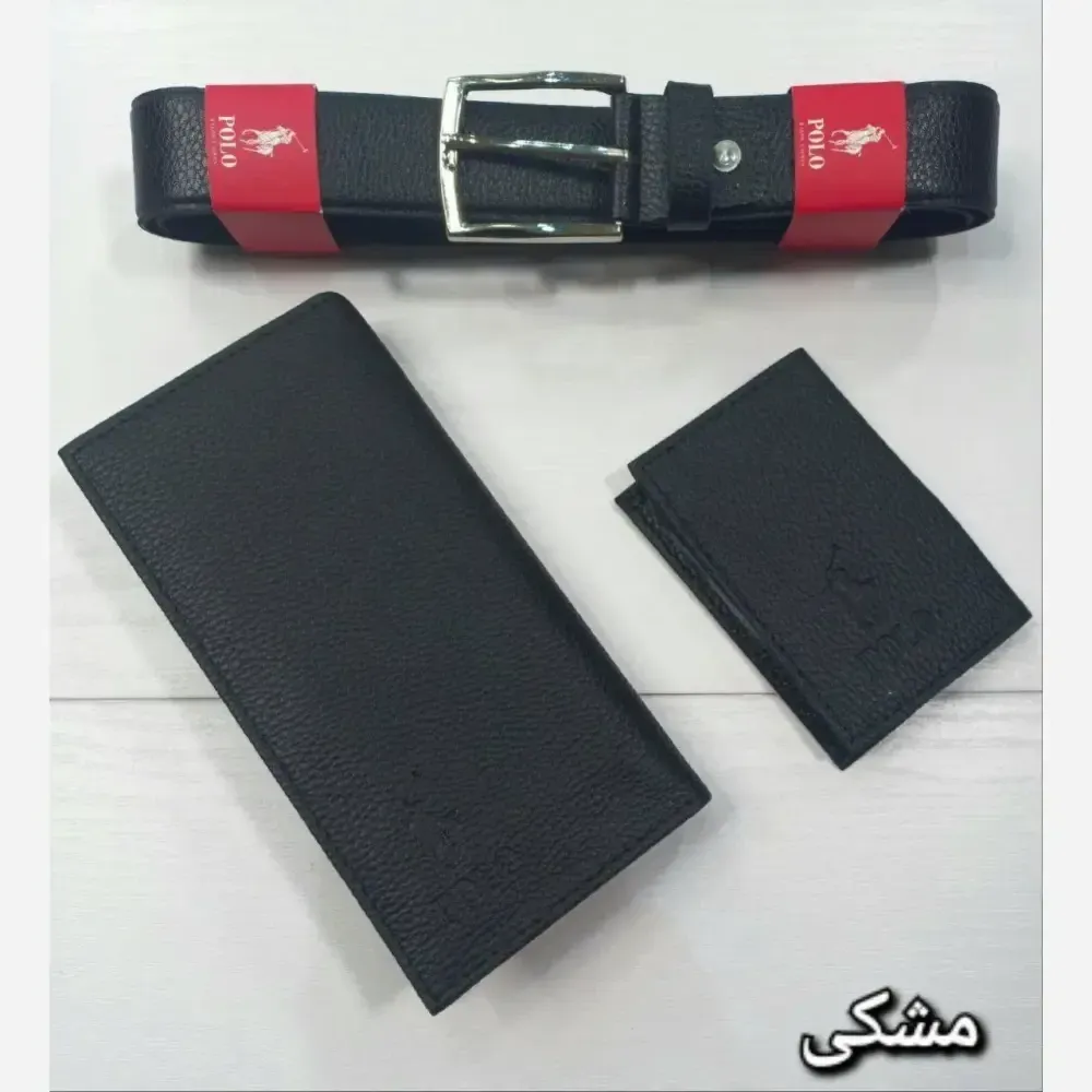 پک مردانه چرم کمربند جاکارتی کیف پول مشکی عسلی مناسب هدیه