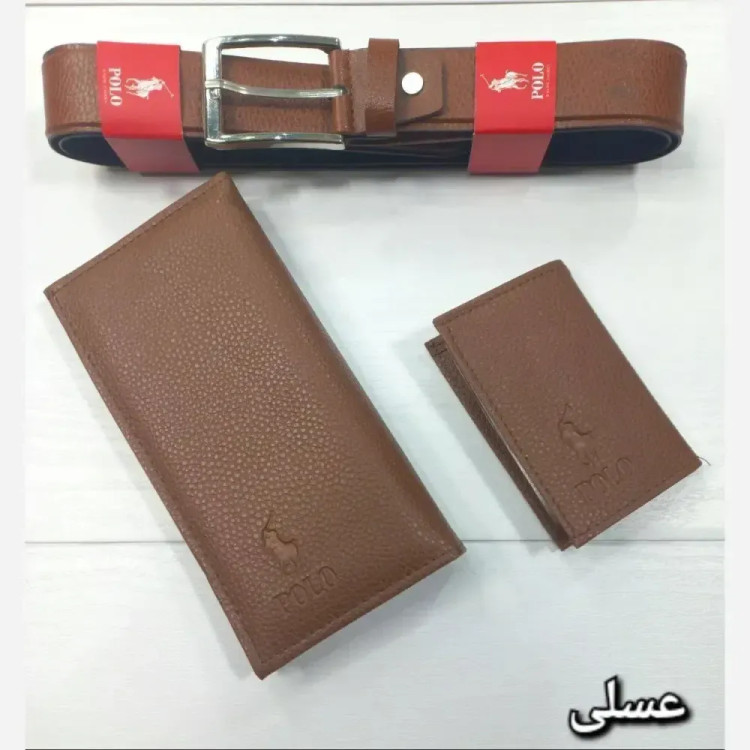 پک مردانه چرم کمربند جاکارتی کیف پول مشکی عسلی مناسب هدیه