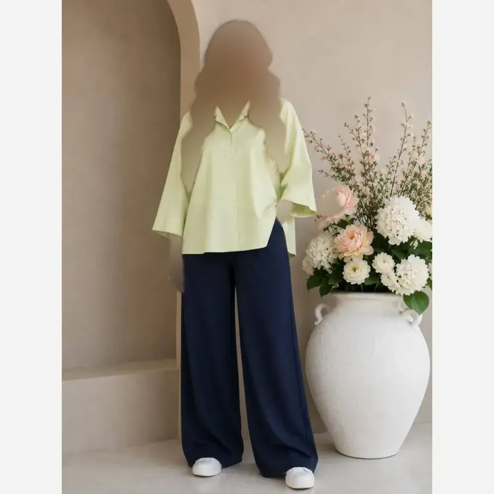 شومیز مانتویی پشت پیله لنین پنبه درجه یک سایز فری رنگ بندی متنوع