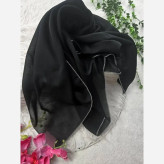 روسری کرپ حریر دور دوزی ترانه فری سایز دور طلایی نقره ای
