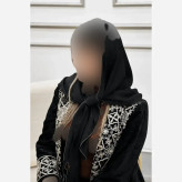 روسری کرپ حریر دور دوزی ترانه فری سایز دور طلایی نقره ای
