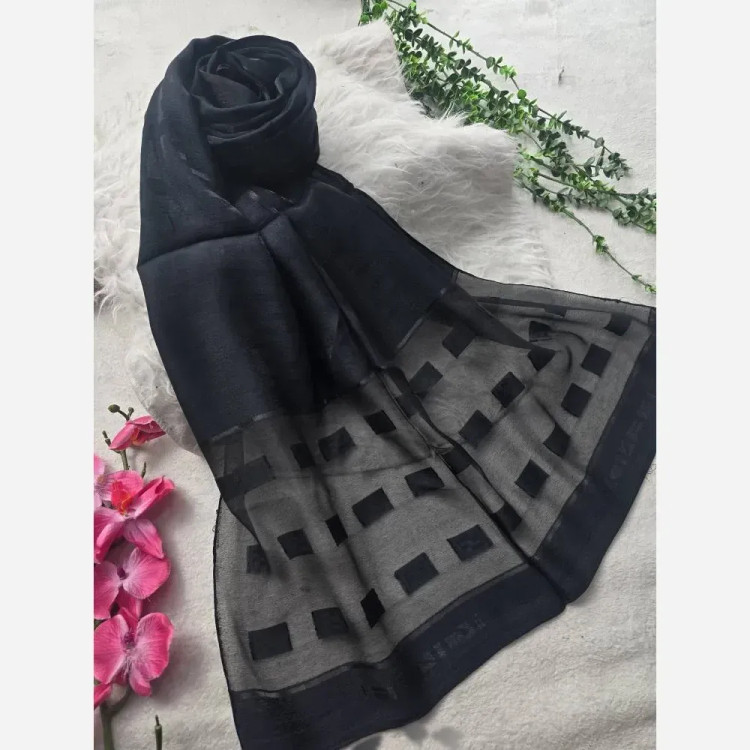 شال طرح شیشه ای ژاکارد دورو مجلسی ابعاد 68x187