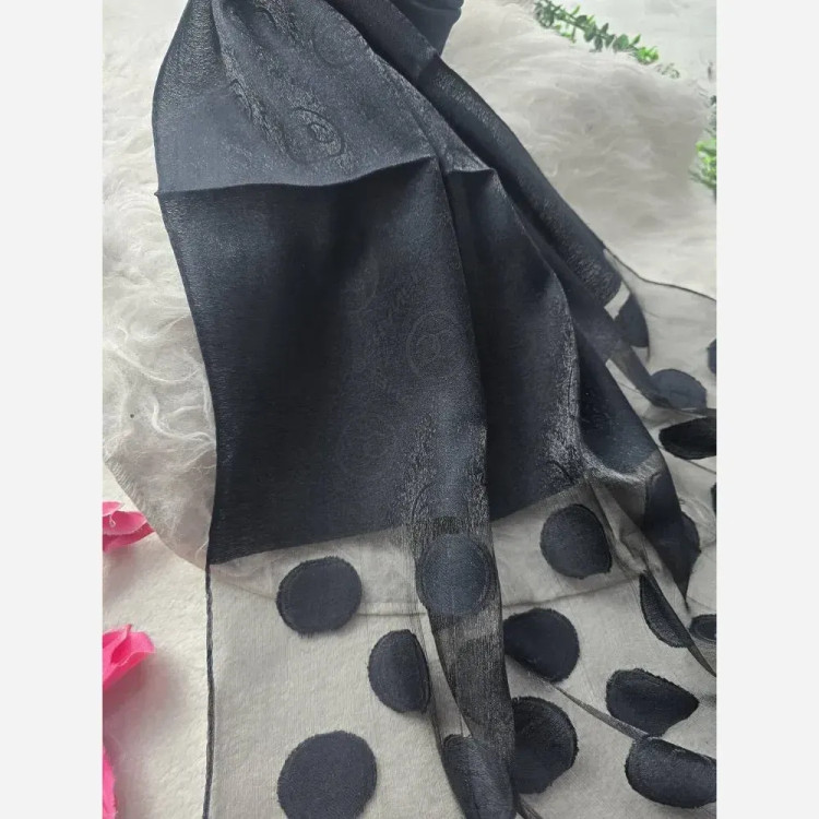 شال طرح شیشه ای ژاکارد دورو مجلسی ابعاد 68x187