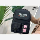 کوله پشتی چرم زنانه مشکی مدل Korean اندازه 40x35 سانتیمتر