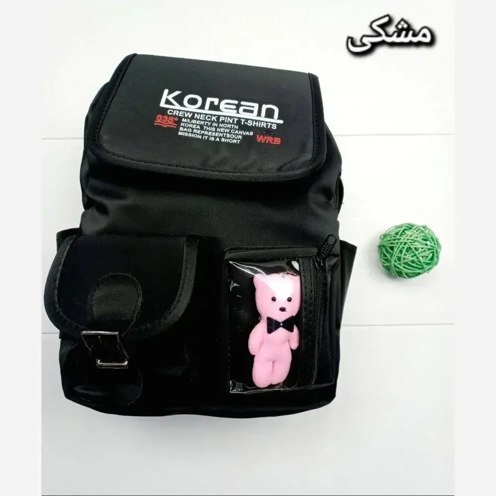 کوله پشتی چرم زنانه مشکی مدل Korean اندازه 40x35 سانتیمتر