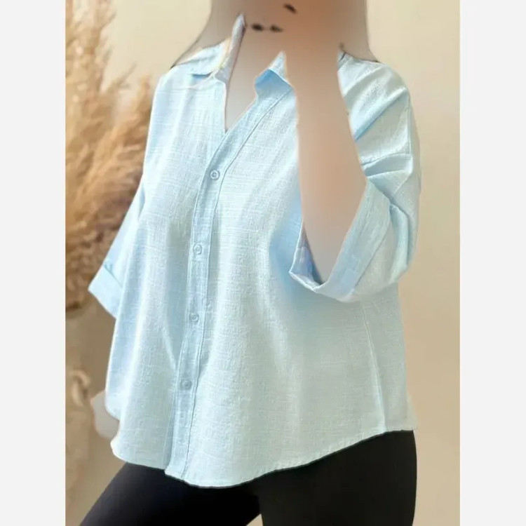 شومیز باکسی شیشه ای نگینی جنس لنین اسلب شیشهای اعلا سایز فری 38_50