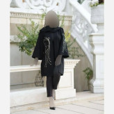 مانتو کتی پروانه مشکی گلدوزی شده جنس مازراتی قد 85 سایزبندی کامل